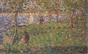 Georges Seurat Etude pour Moyenne Distance,gauche,avec Bateau a Voile France oil painting artist